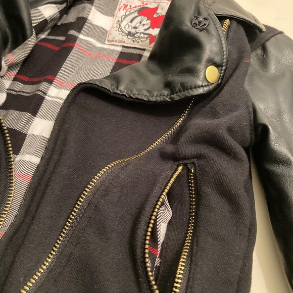 Girls Small (4T) Disney Minnie Mouse Biker Style Jacket Faux Leather EUC - Picture 5 of 14